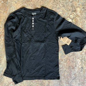 NWT Civilianaire Long Sleeve Banded Henley in Black Size Large